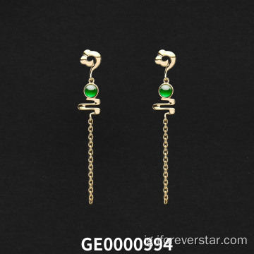 18k Real Gold Gold Jazite Earrings